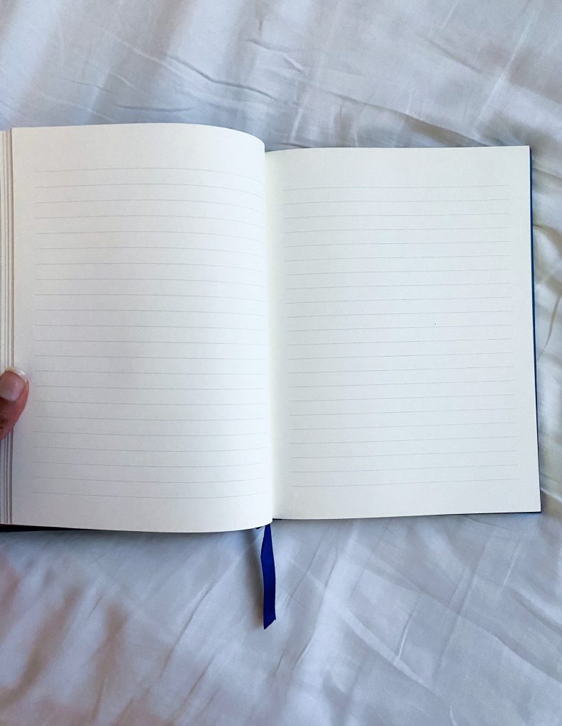 journal opened to a blank page
