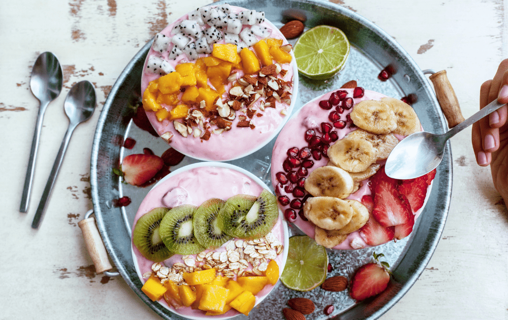 smoothie bowls on a table